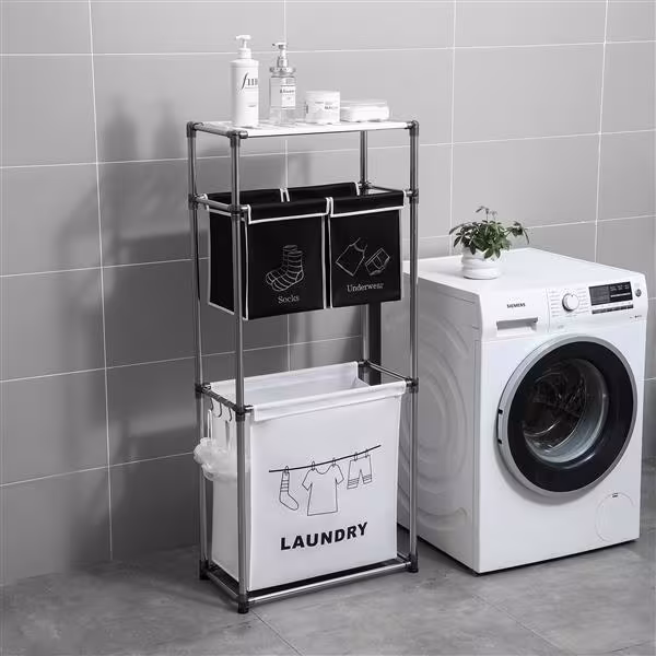 Laundry Basket 3-tier Laundry Sorter With 4 Removable Bags For Organizing Clothes, Laundry, Light Laundry, Dark Laundry, 3 Hooks