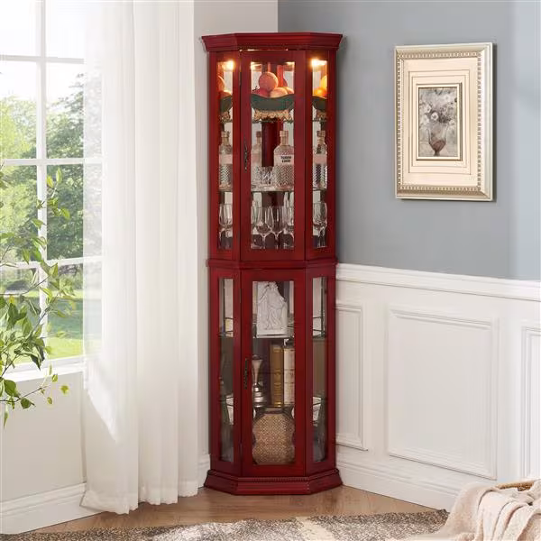 Corner Rare Cabinet With Lamp Corner Display