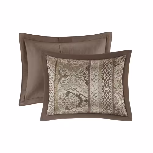 5 Piece Reversible Jacquard Bedspread Set Brown Gold King