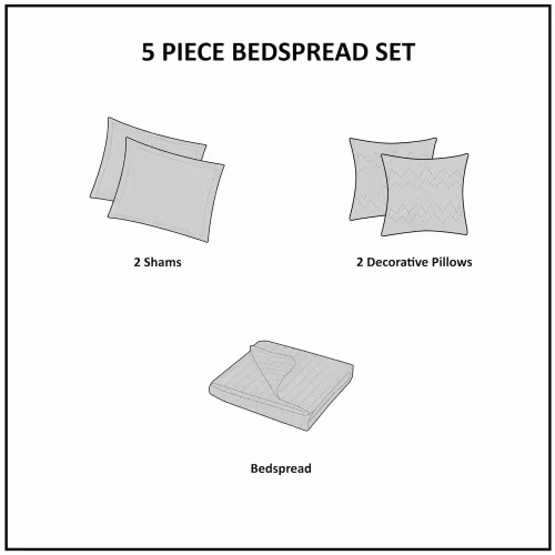 5 Piece Reversible Jacquard Bedspread Set Brown Gold King