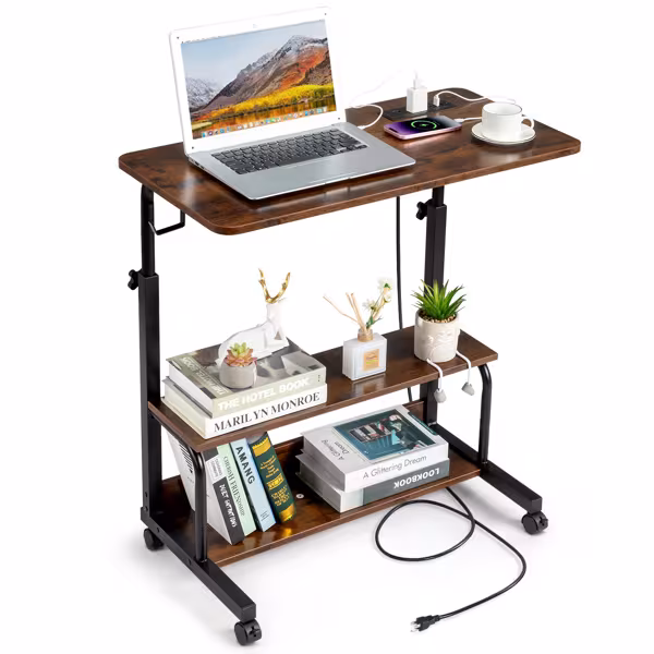 Retro Brown Adjustable Computer Desk