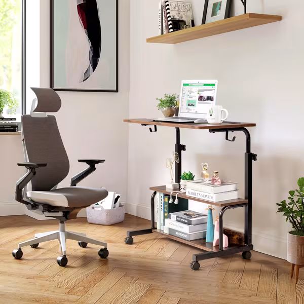 Retro Brown Adjustable Computer Desk