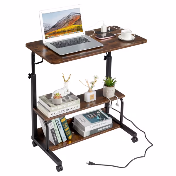 Retro Brown Adjustable Computer Desk