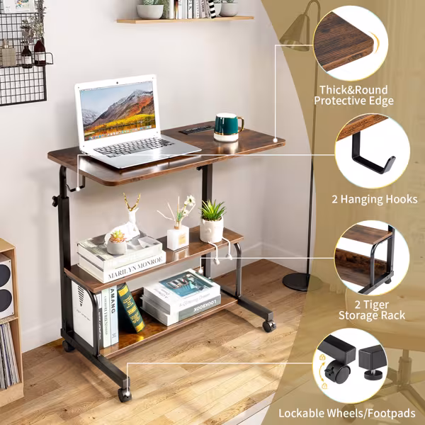 Retro Brown Adjustable Computer Desk