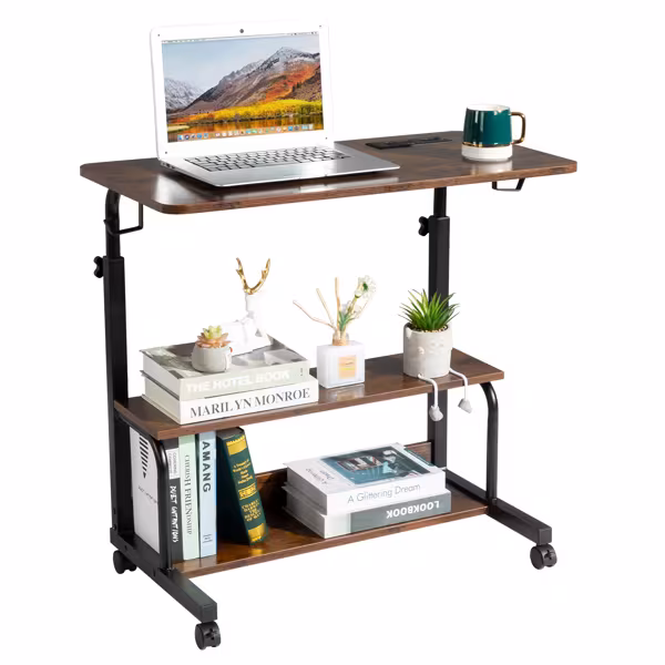 Retro Brown Adjustable Computer Desk