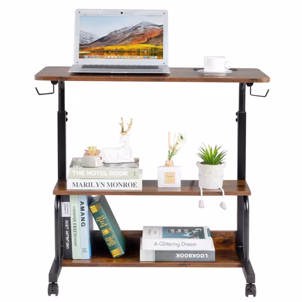 Retro Brown Adjustable Computer Desk