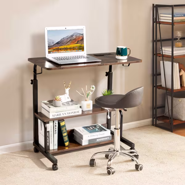 Retro Brown Adjustable Computer Desk