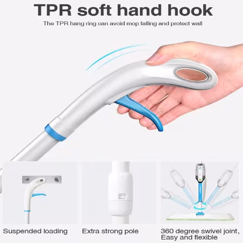 Washable Mat Spray Mop - Superfine Fiber Mop With 300ML Reusable Bottle, Suitable For Wood, Hardwood, Laminate, Ceramic Tile, Etc