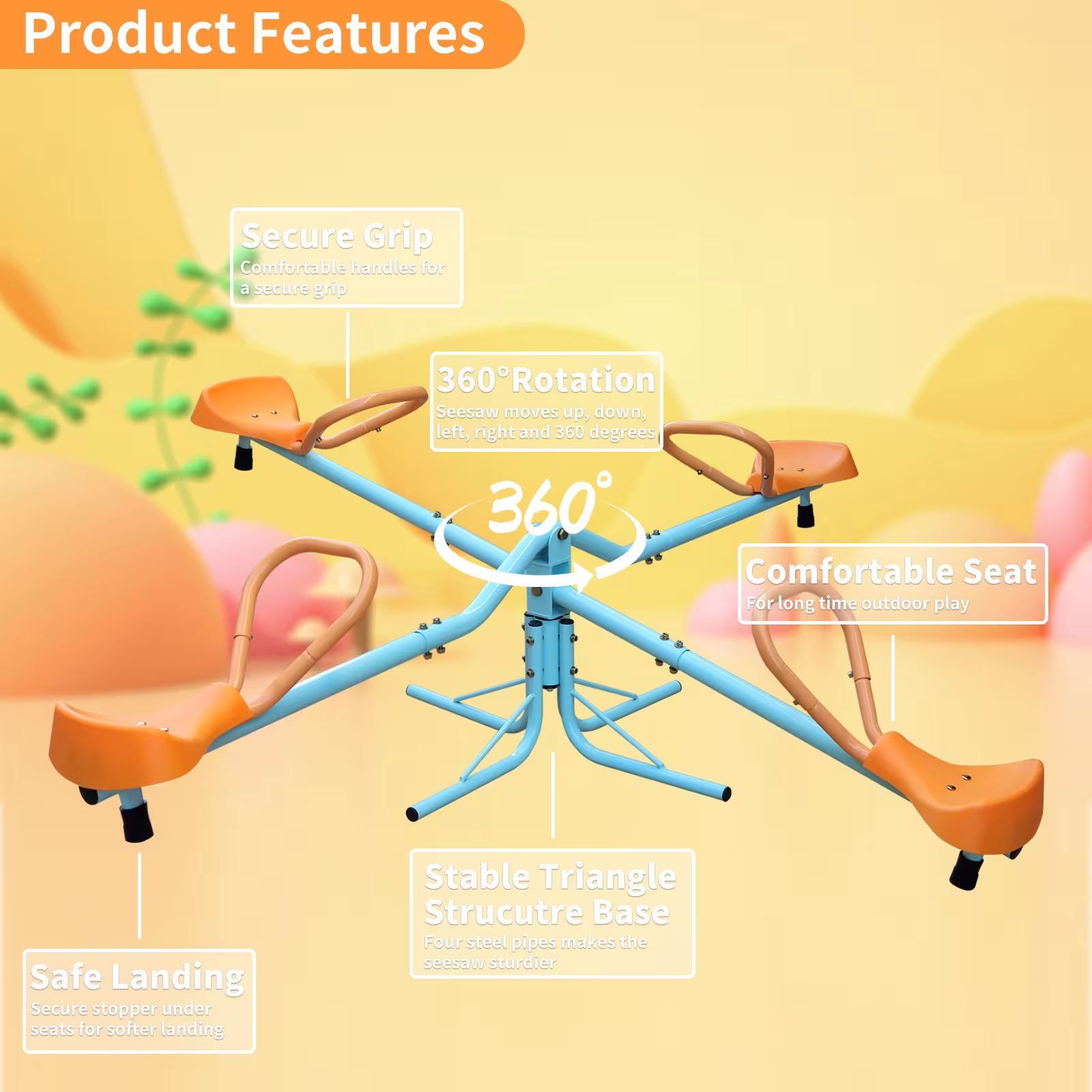 Outdoor Children's Rotating Seesaw