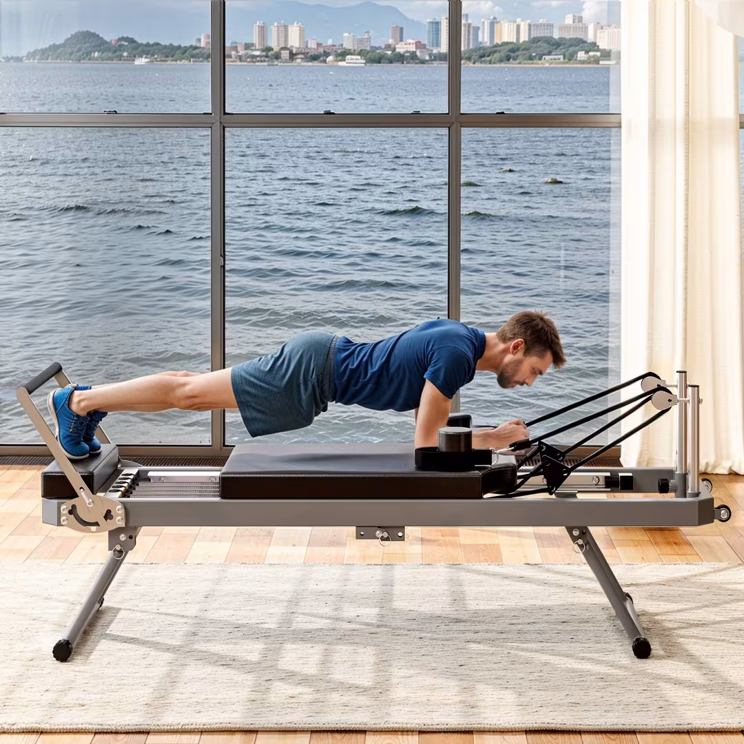Pilates Core Bed, Foldable Home High Quality, Yoga Studio Same Commercial Fitness Equipment, Black