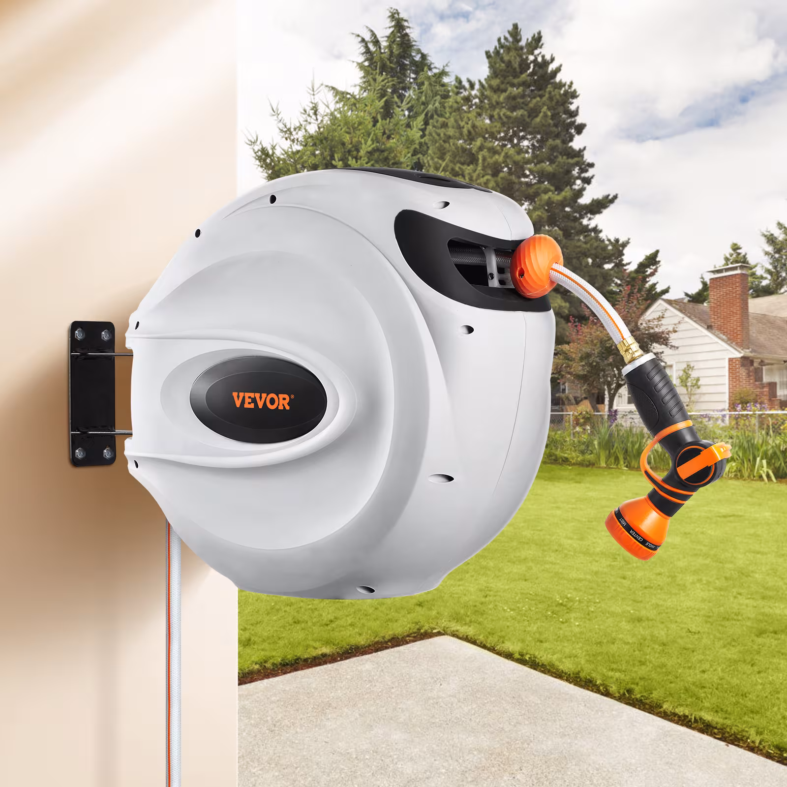 VEVOR Retractable Hose Reel Water Hose Reel Swivel Wall-Mounted