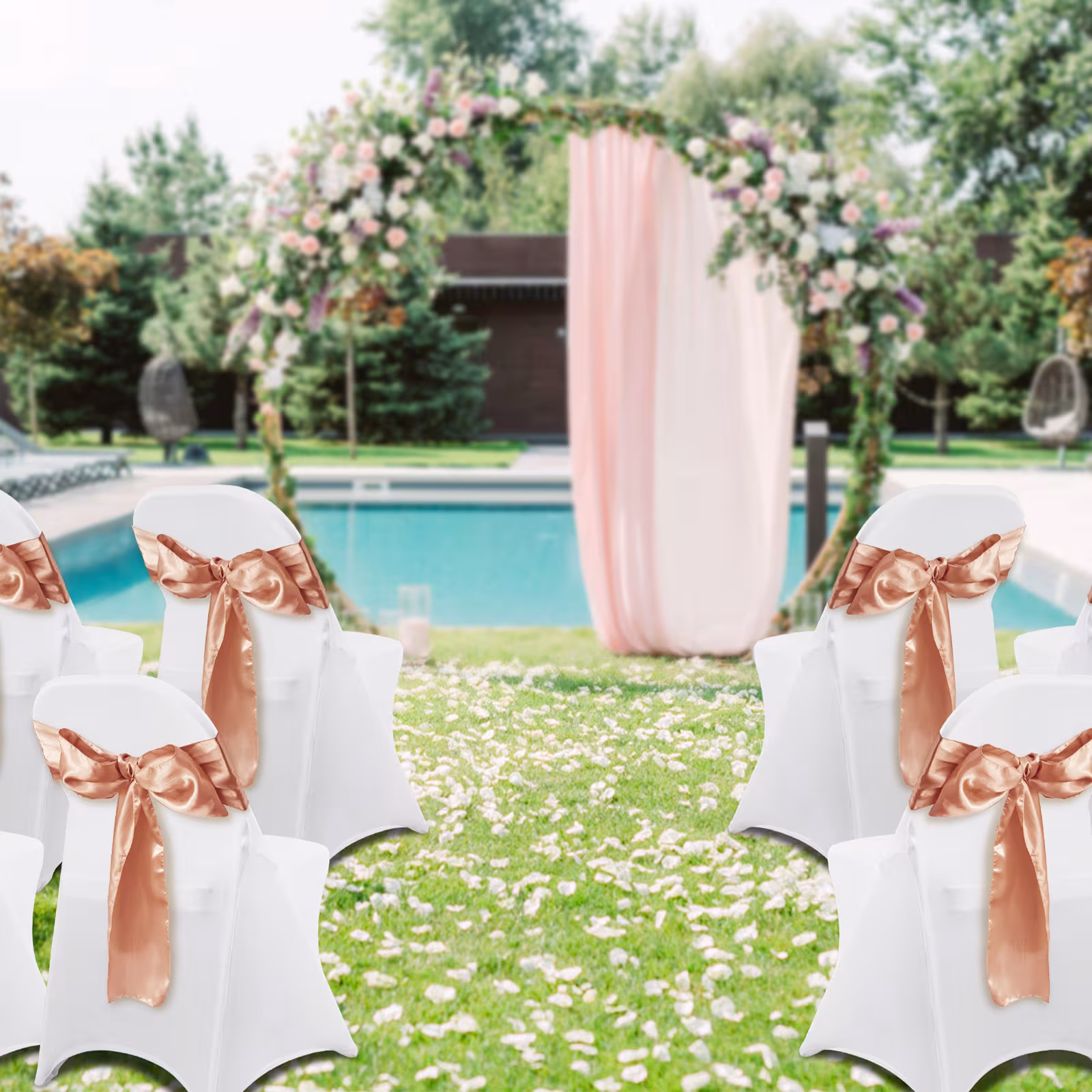 VEVOR White Stretch Spandex Chair Covers - 30 PCS, Folding Kitchen Chairs Cover, Universal Washable Slipcovers Protector, Removable Chair Seat Covers, For Wedding Party Dining Room Banquet Event