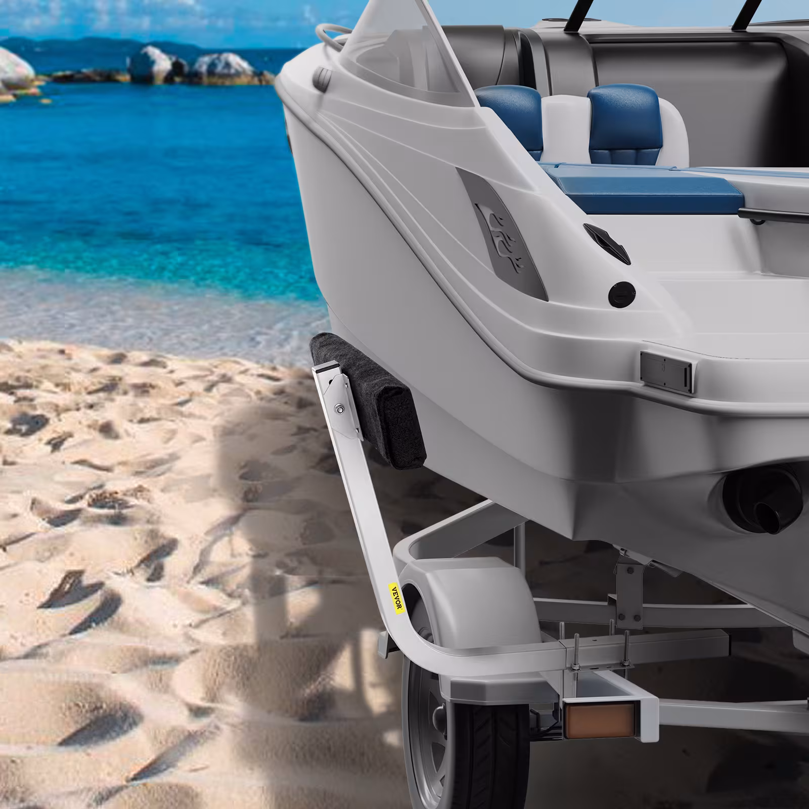 VEVOR Marine Trailer Assistant, Flexibly Adjustable Bunk Guide-Ons, Pair Of Durable Steel Support Poles, Robust Roller Guide, Suitable For Ski Boats, Fishing Boats, Or Sailboats 20