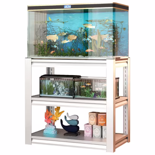 20-30 Gallon Fish Tank Stand - Metal Aquarium Stand, 34 W X 18 D X 31H Adjustable Heavy Duty Reptile Tank Stand, Adjustable 3-Tier Fish Tank Rack Shelf For Home Office, Tank Not Included