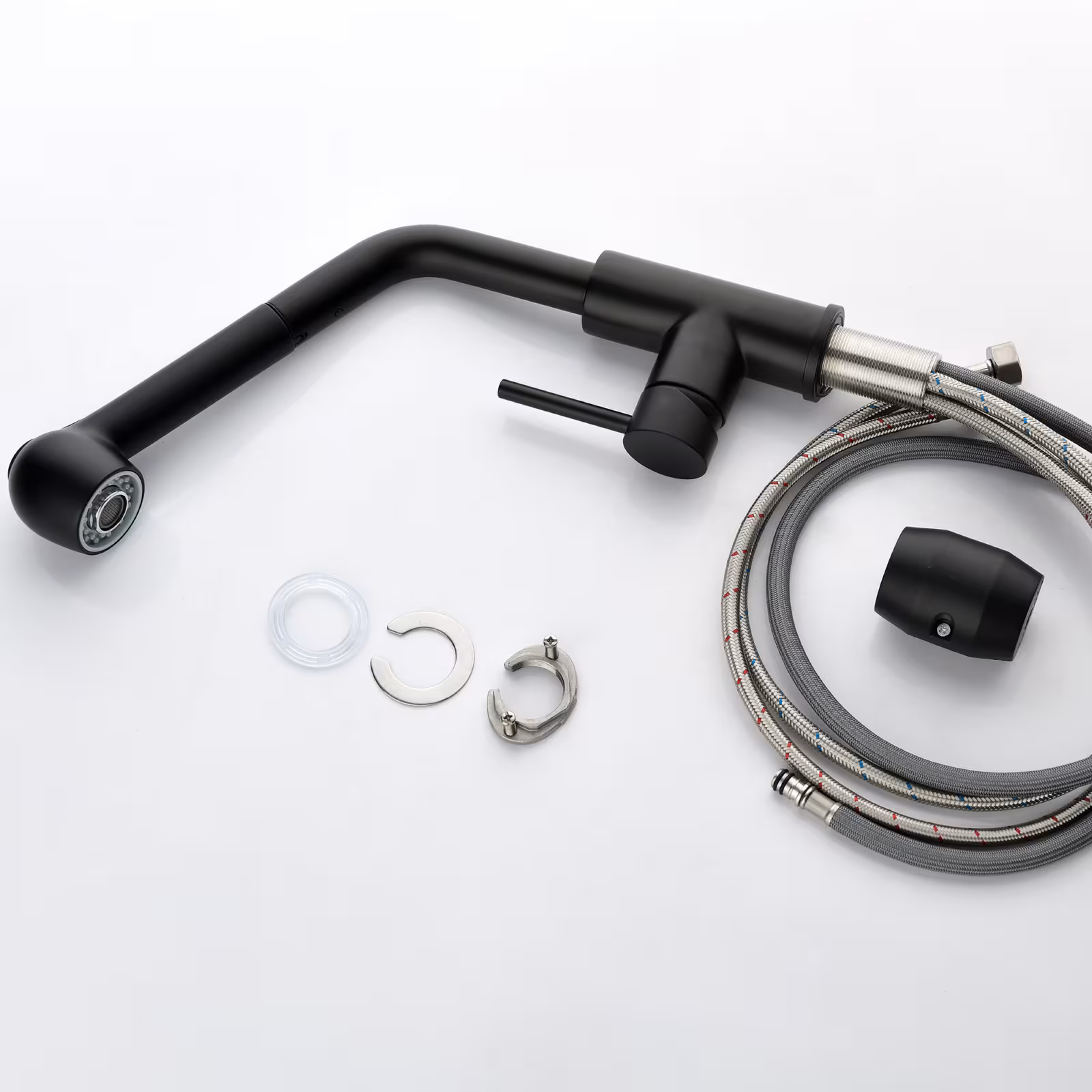 Stainless Steel Matte Black Single Handle Pull Out Spray, Kitchen Faucet