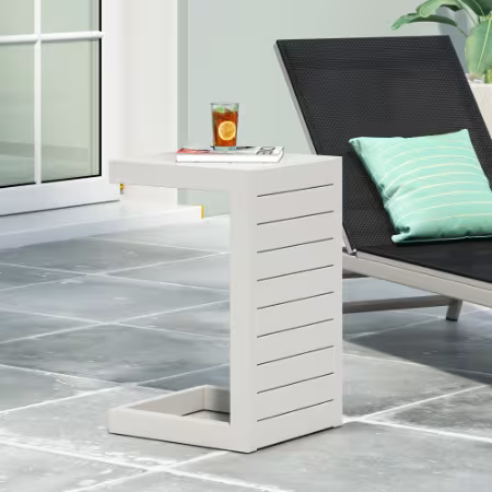 CAPE CORAL ALU C-SHAPED TABLE GREY