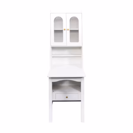 Fold-Out Convertible Writing Table, Desk Cabinet With Shelf And Drawer Multi-Function Home Office Workstation