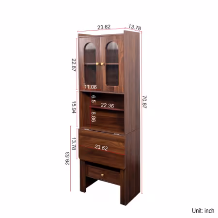 Fold-Out Convertible Writing Table, Desk Cabinet With Shelf And Drawer Multi-Function Home Office Workstation