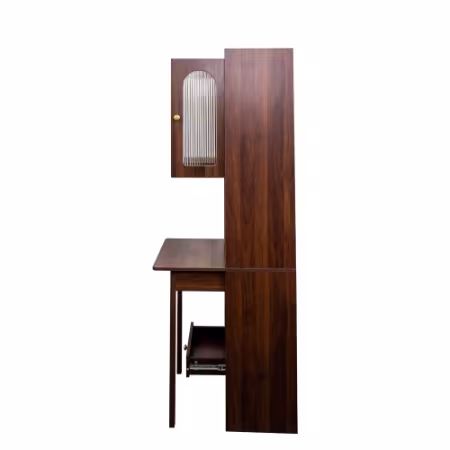 Fold-Out Convertible Writing Table, Desk Cabinet With Shelf And Drawer Multi-Function Home Office Workstation