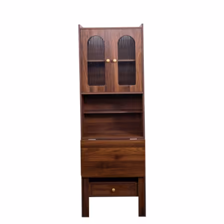 Fold-Out Convertible Writing Table, Desk Cabinet With Shelf And Drawer Multi-Function Home Office Workstation
