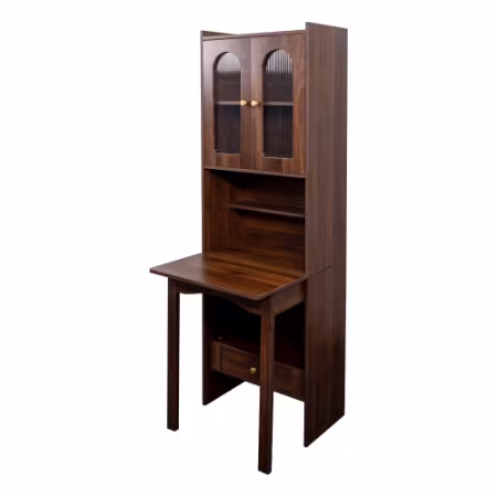 Fold-Out Convertible Writing Table, Desk Cabinet With Shelf And Drawer Multi-Function Home Office Workstation