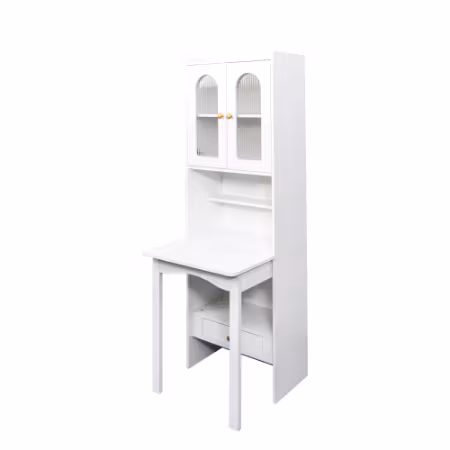 Fold-Out Convertible Writing Table, Desk Cabinet With Shelf And Drawer Multi-Function Home Office Workstation