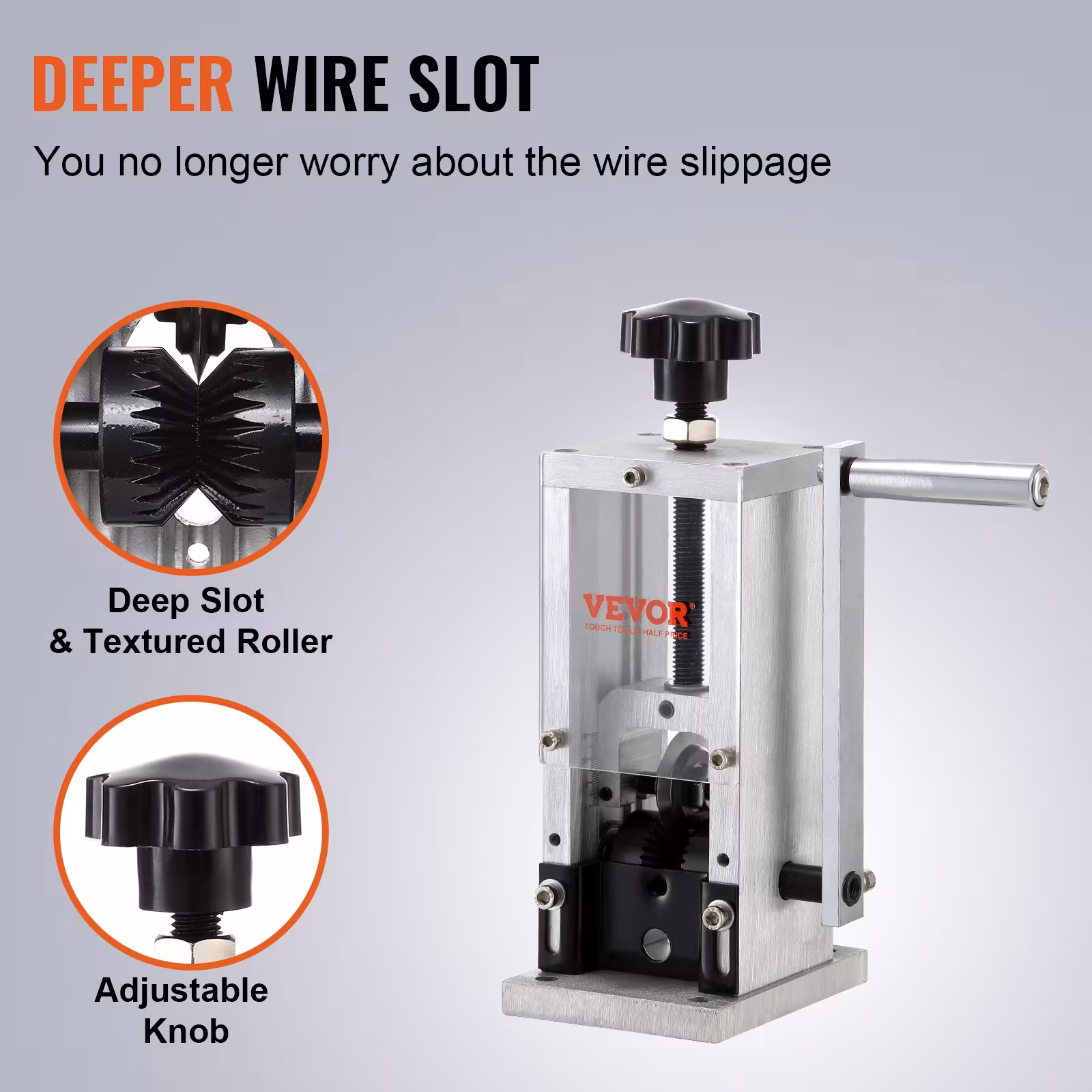 VEVOR Manual Wire Stripping Machine, Copper Stripper With Hand Crank Or Drill Powered, Visible Stripping Depth Reference, Portable Aluminum Frame Wire Peeler For Scrap Copper Recycling