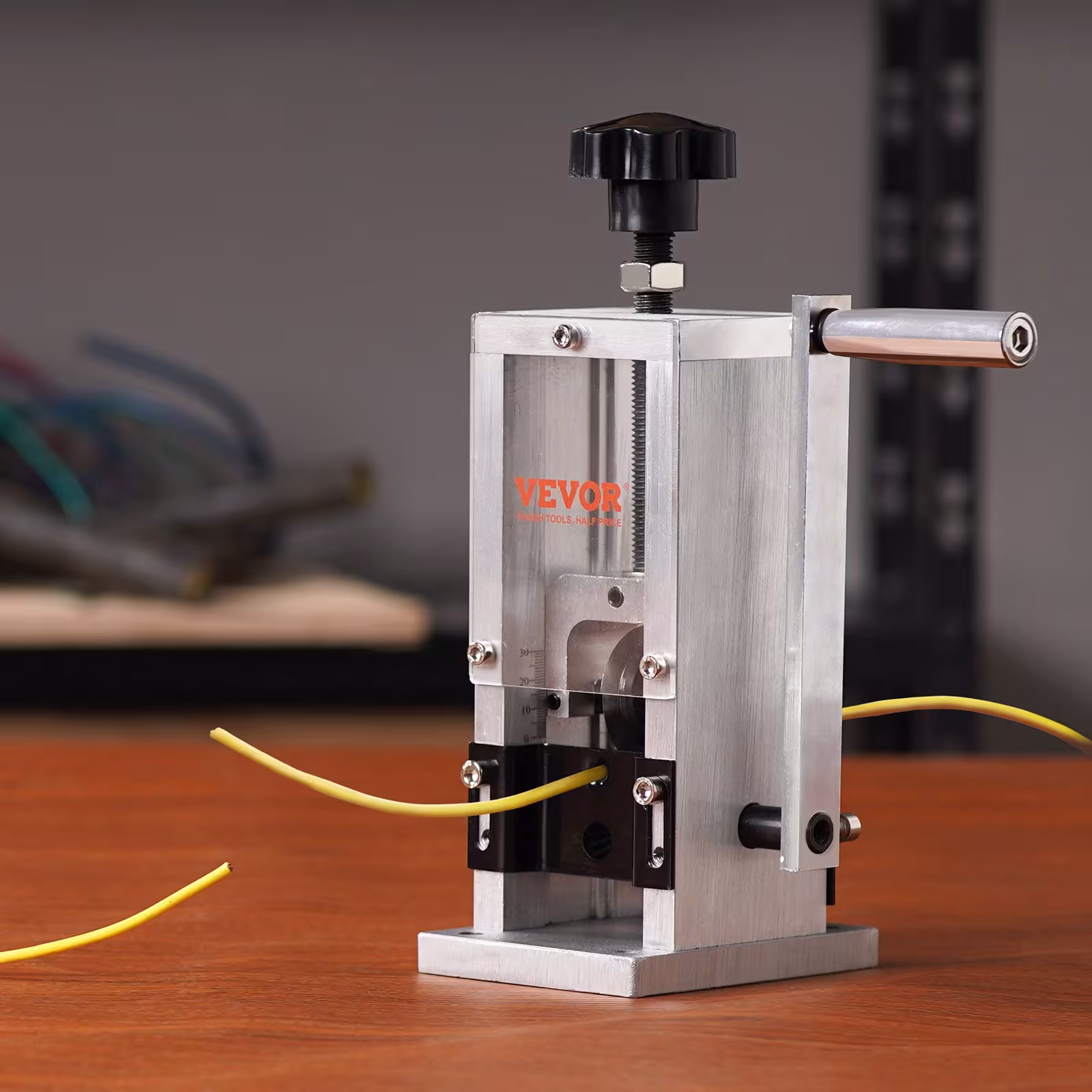 VEVOR Manual Wire Stripping Machine, Copper Stripper With Hand Crank Or Drill Powered, Visible Stripping Depth Reference, Portable Aluminum Frame Wire Peeler For Scrap Copper Recycling