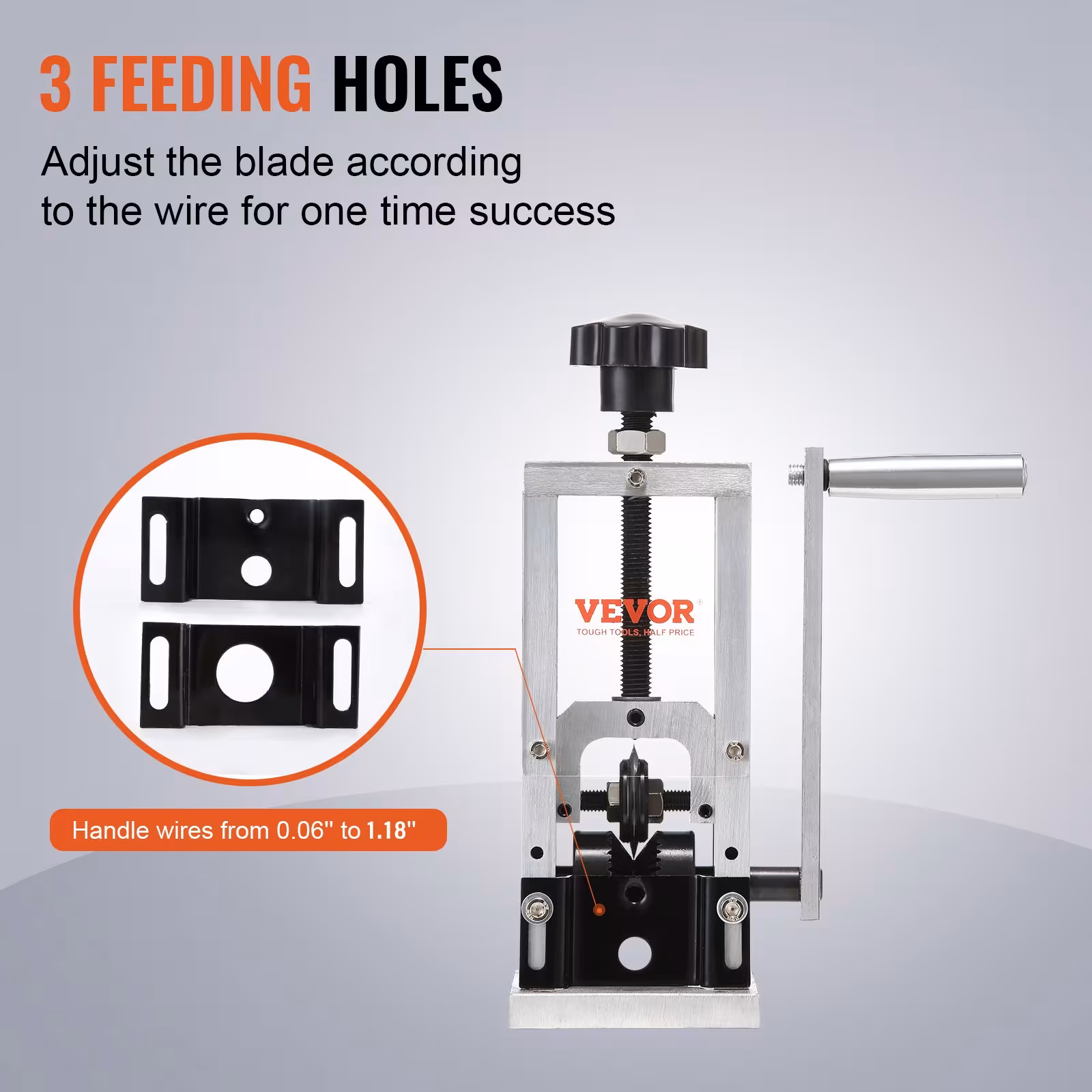 VEVOR Manual Wire Stripping Machine, Copper Stripper With Hand Crank Or Drill Powered, Visible Stripping Depth Reference, Portable Aluminum Frame Wire Peeler For Scrap Copper Recycling
