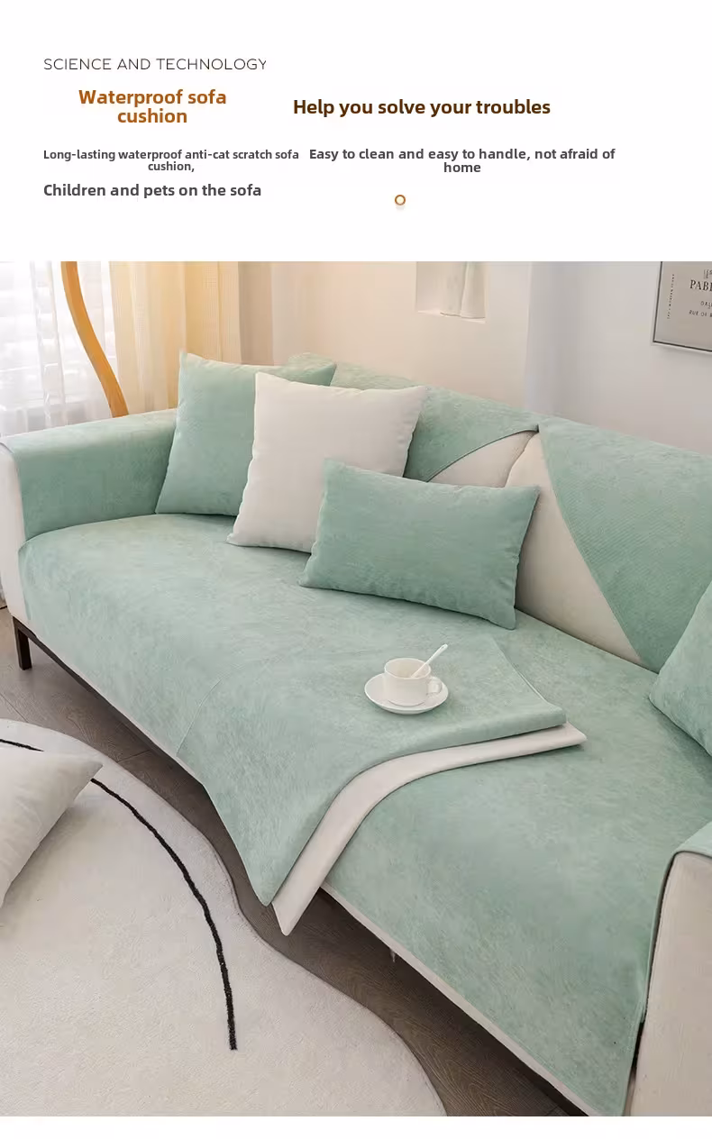 New Style Waterproof Sofa Cushion Anti-scratch Sofa Cover Solid Color Chenille Non-slip Four Seasons Universal Sofa Protection Cover