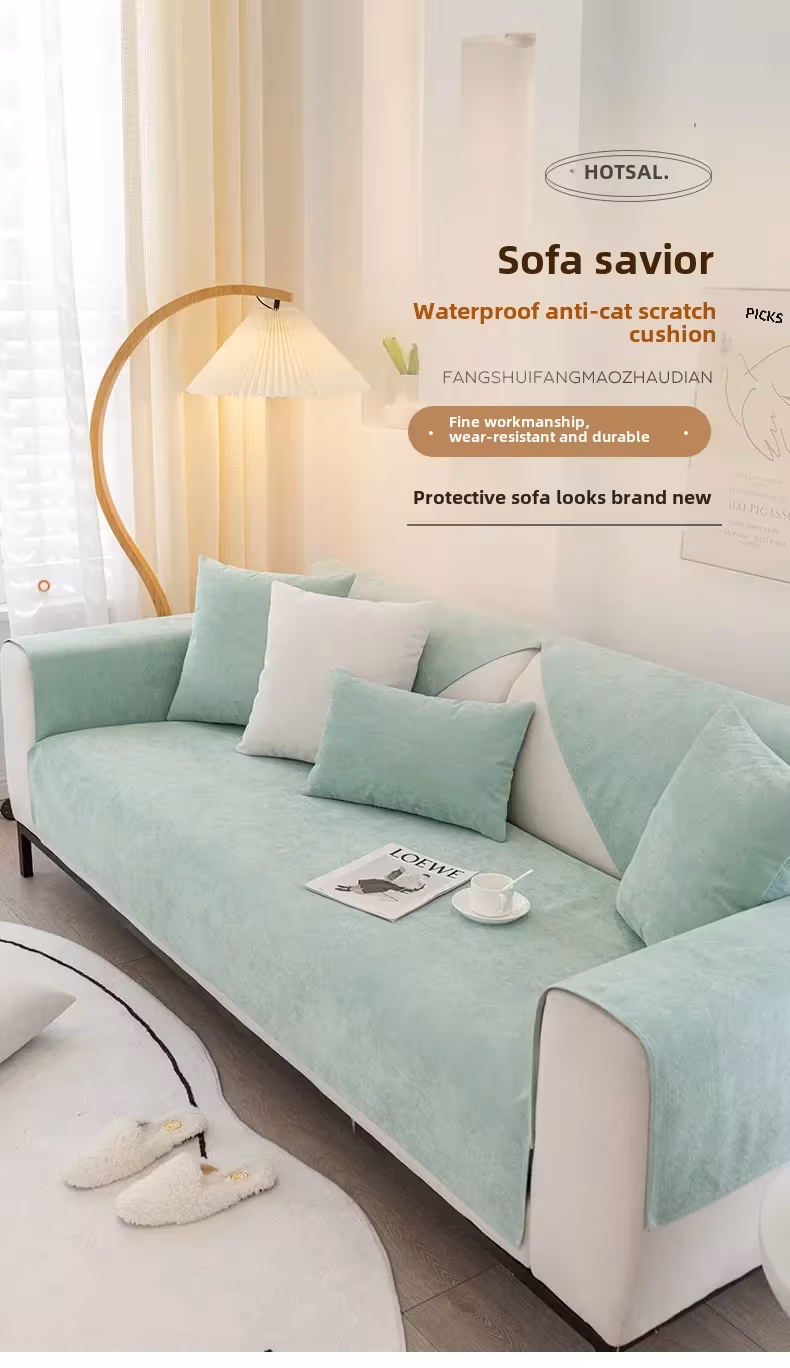 New Style Waterproof Sofa Cushion Anti-scratch Sofa Cover Solid Color Chenille Non-slip Four Seasons Universal Sofa Protection Cover