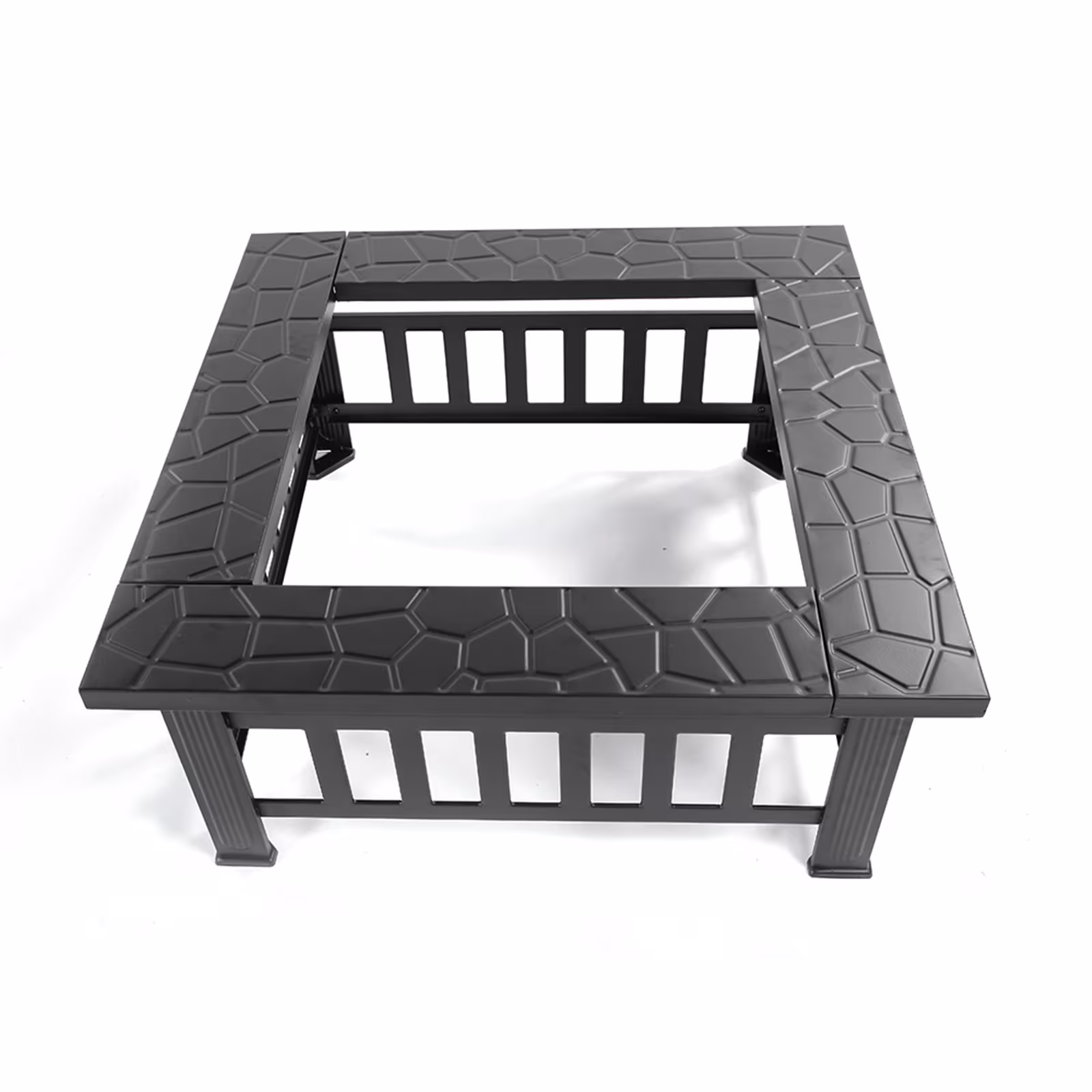 32 Inch Wrought Iron Square Black Firewood Brazier