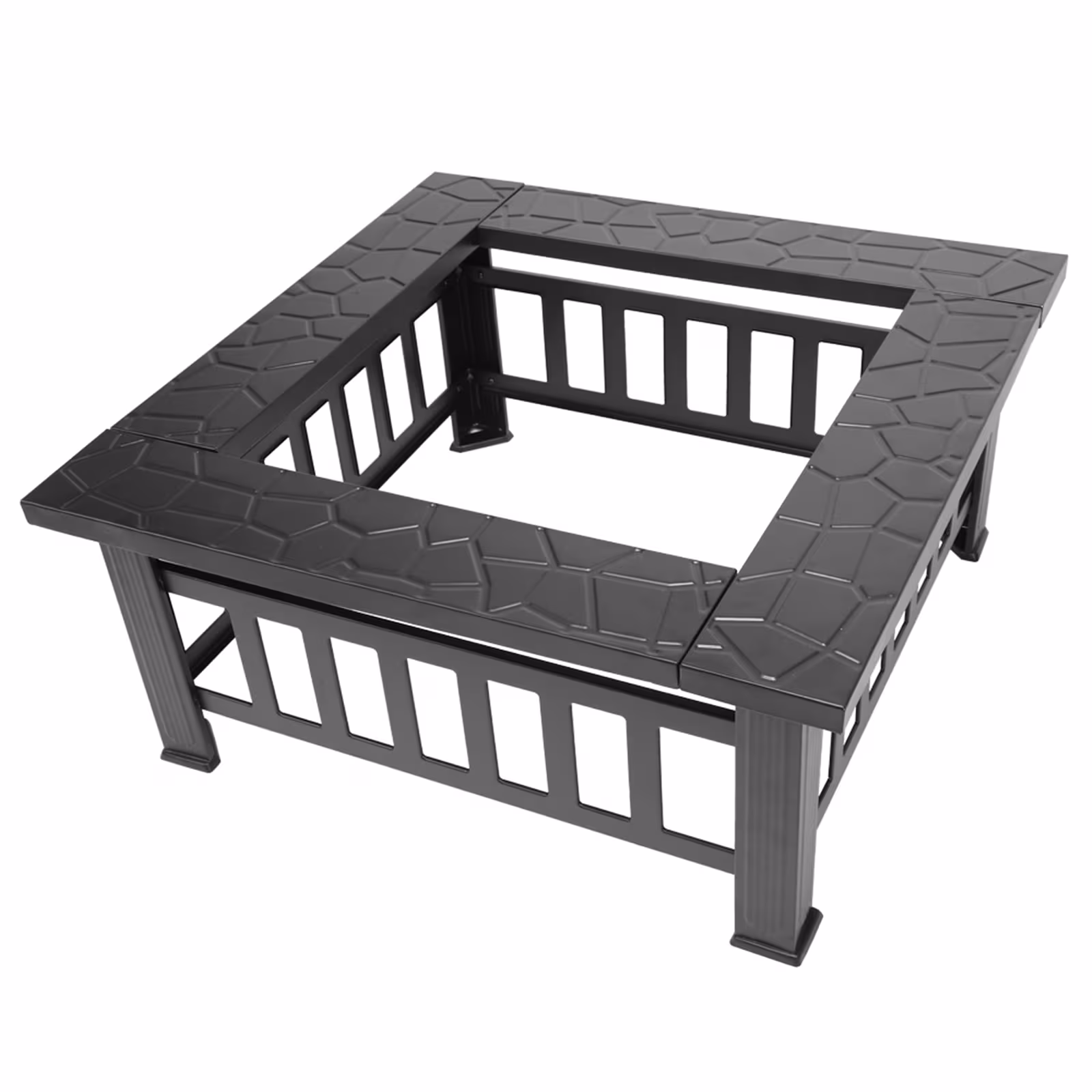 32 Inch Wrought Iron Square Black Firewood Brazier