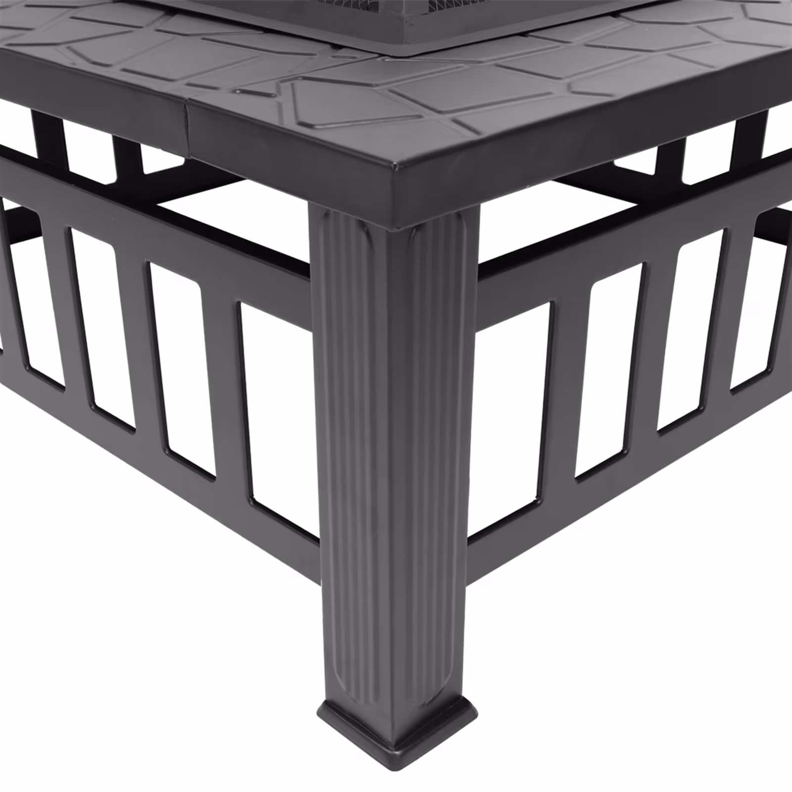 32 Inch Wrought Iron Square Black Firewood Brazier