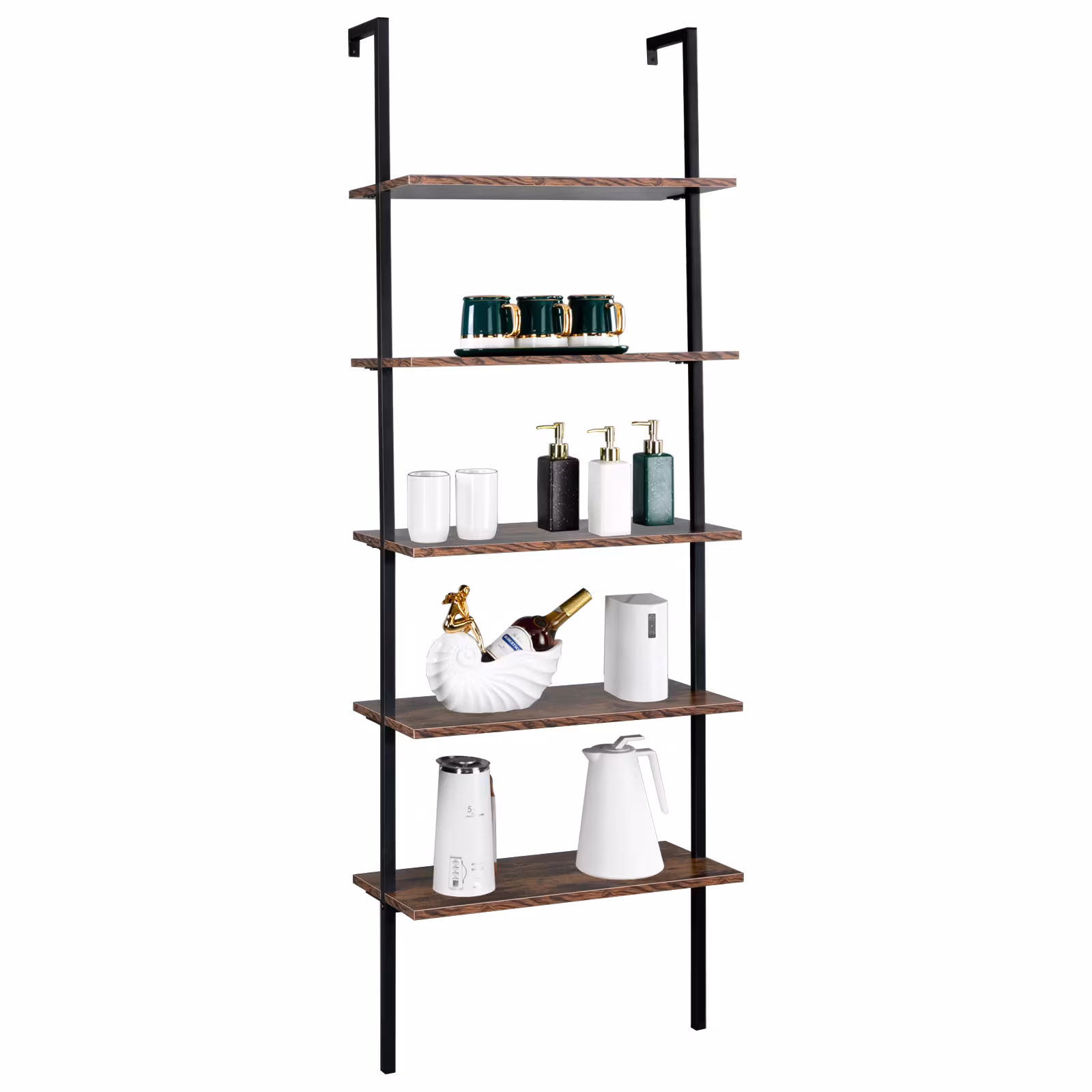 5 Floors Against The Wall Fixed Bookshelves Retro Style