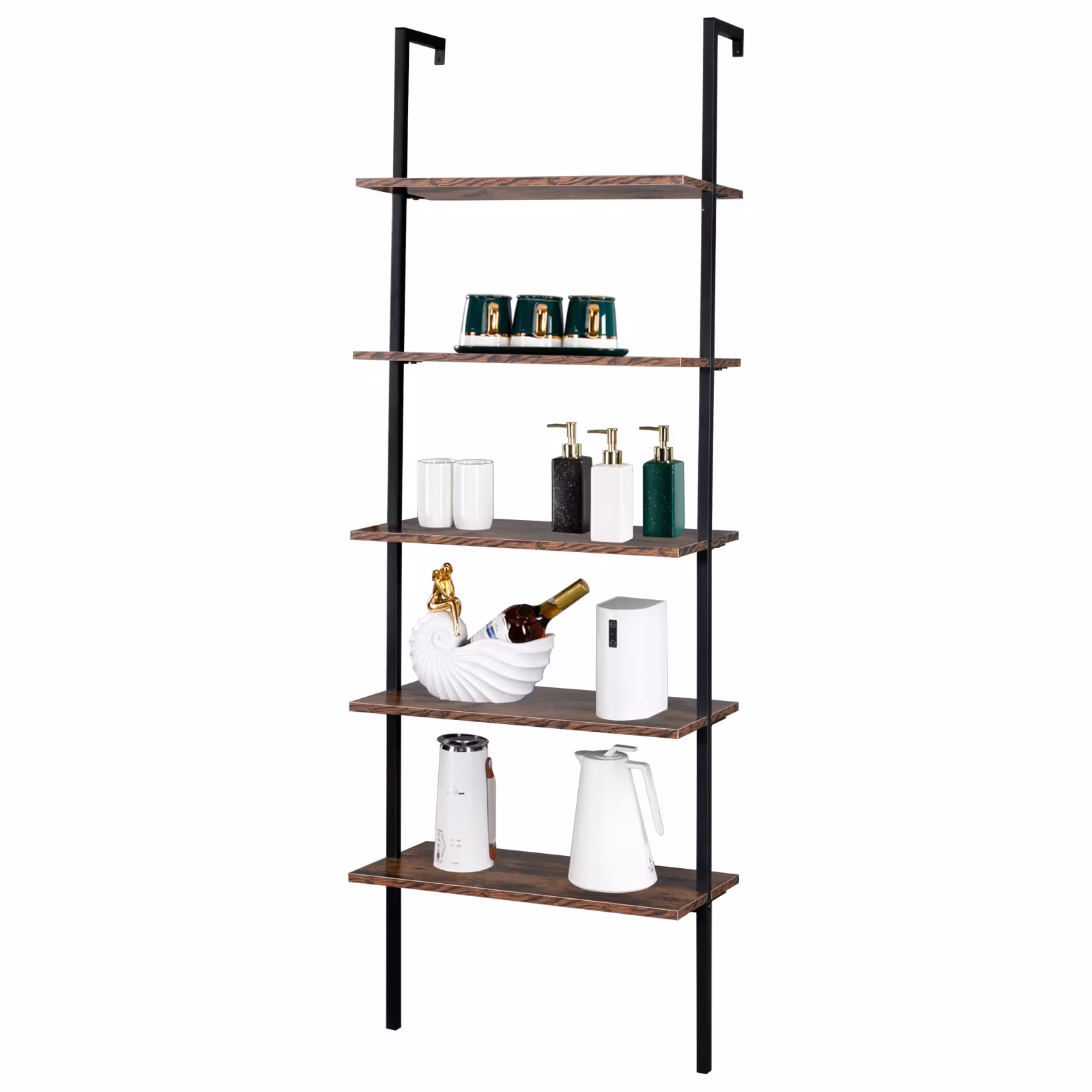 5 Floors Against The Wall Fixed Bookshelves Retro Style