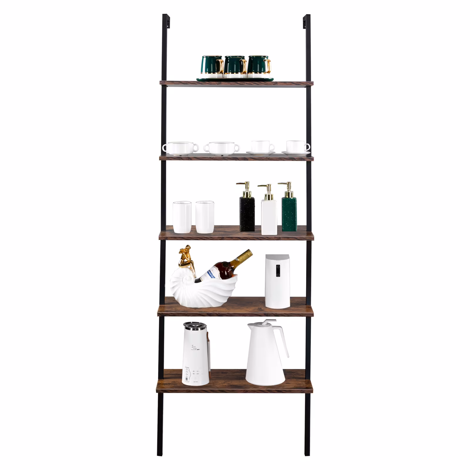 5 Floors Against The Wall Fixed Bookshelves Retro Style