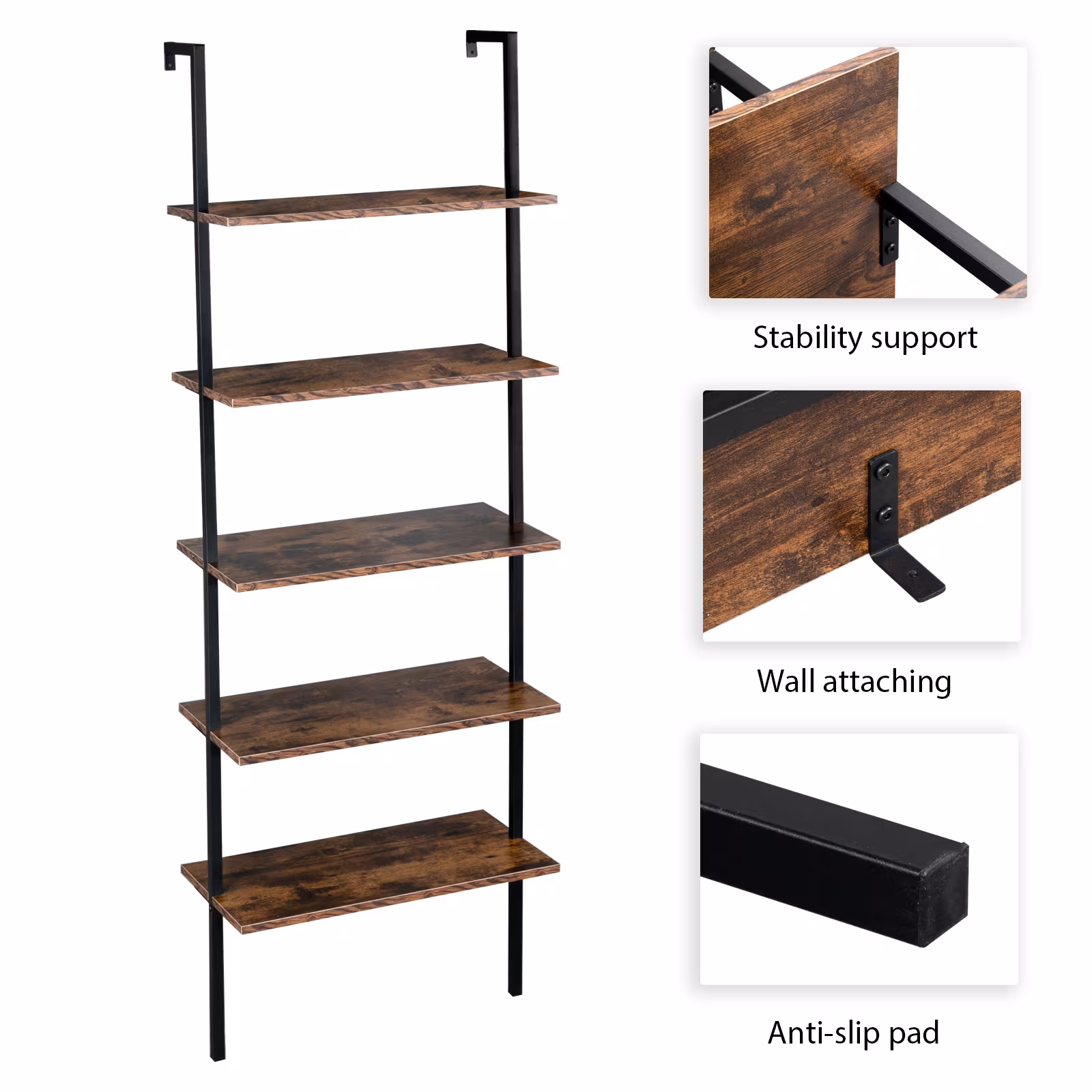 5 Floors Against The Wall Fixed Bookshelves Retro Style