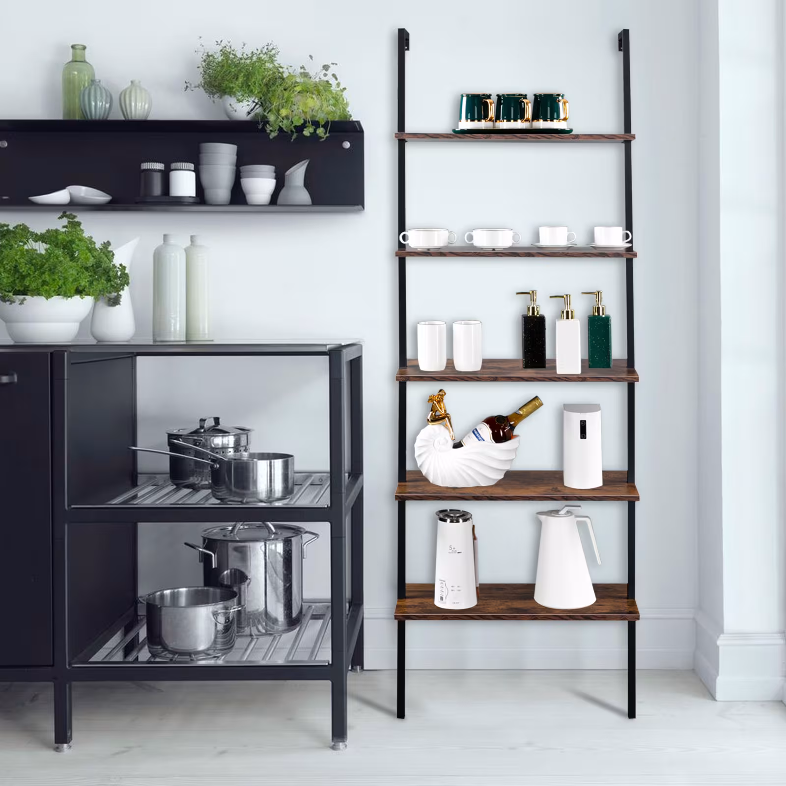 5 Floors Against The Wall Fixed Bookshelves Retro Style