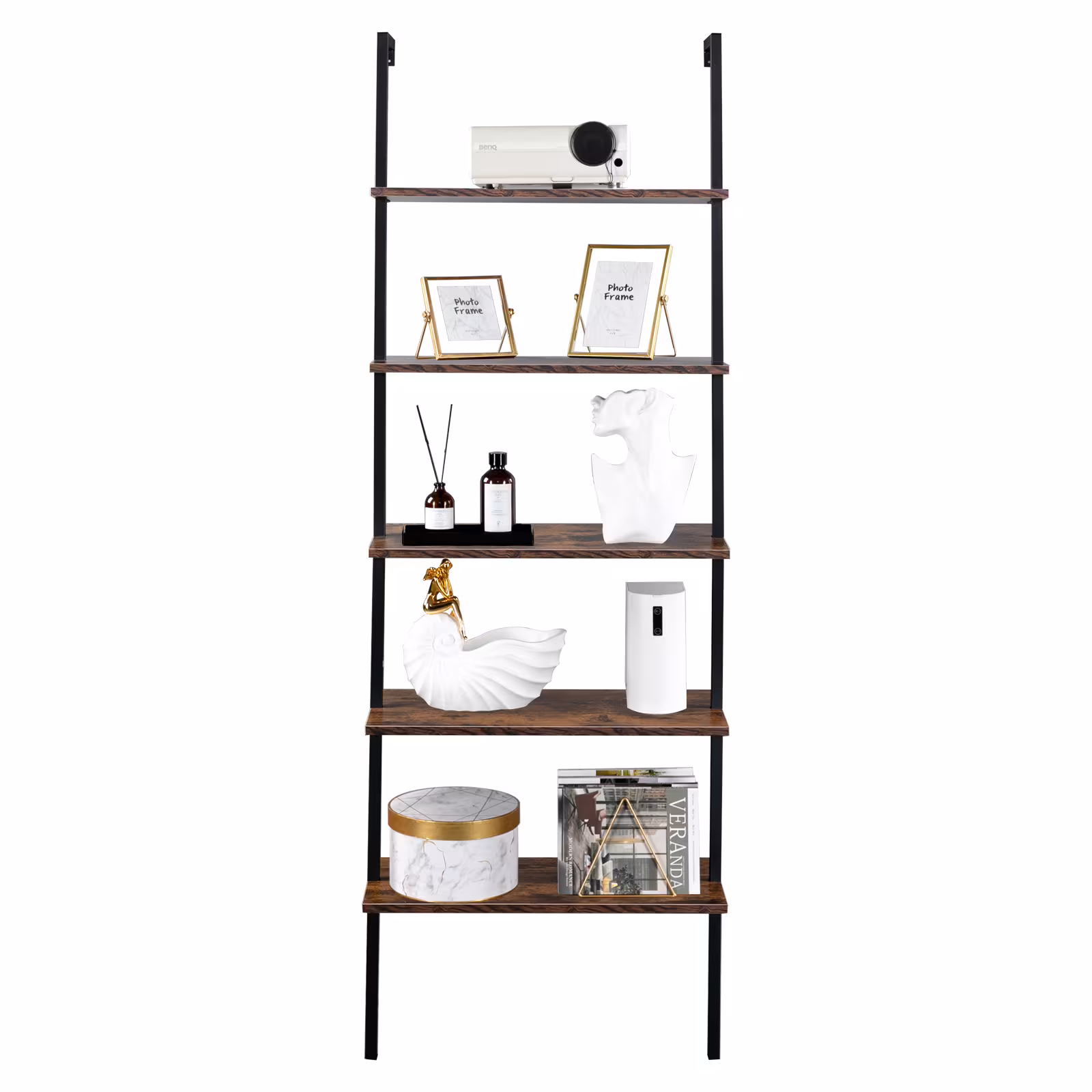 5 Floors Against The Wall Fixed Bookshelves Retro Style