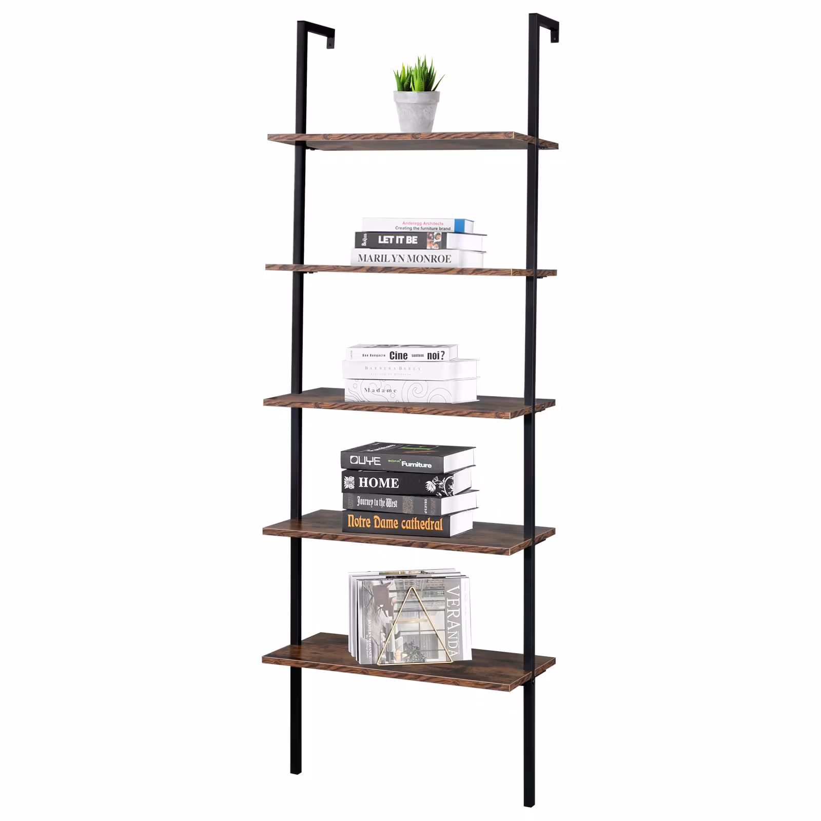 5 Floors Against The Wall Fixed Bookshelves Retro Style