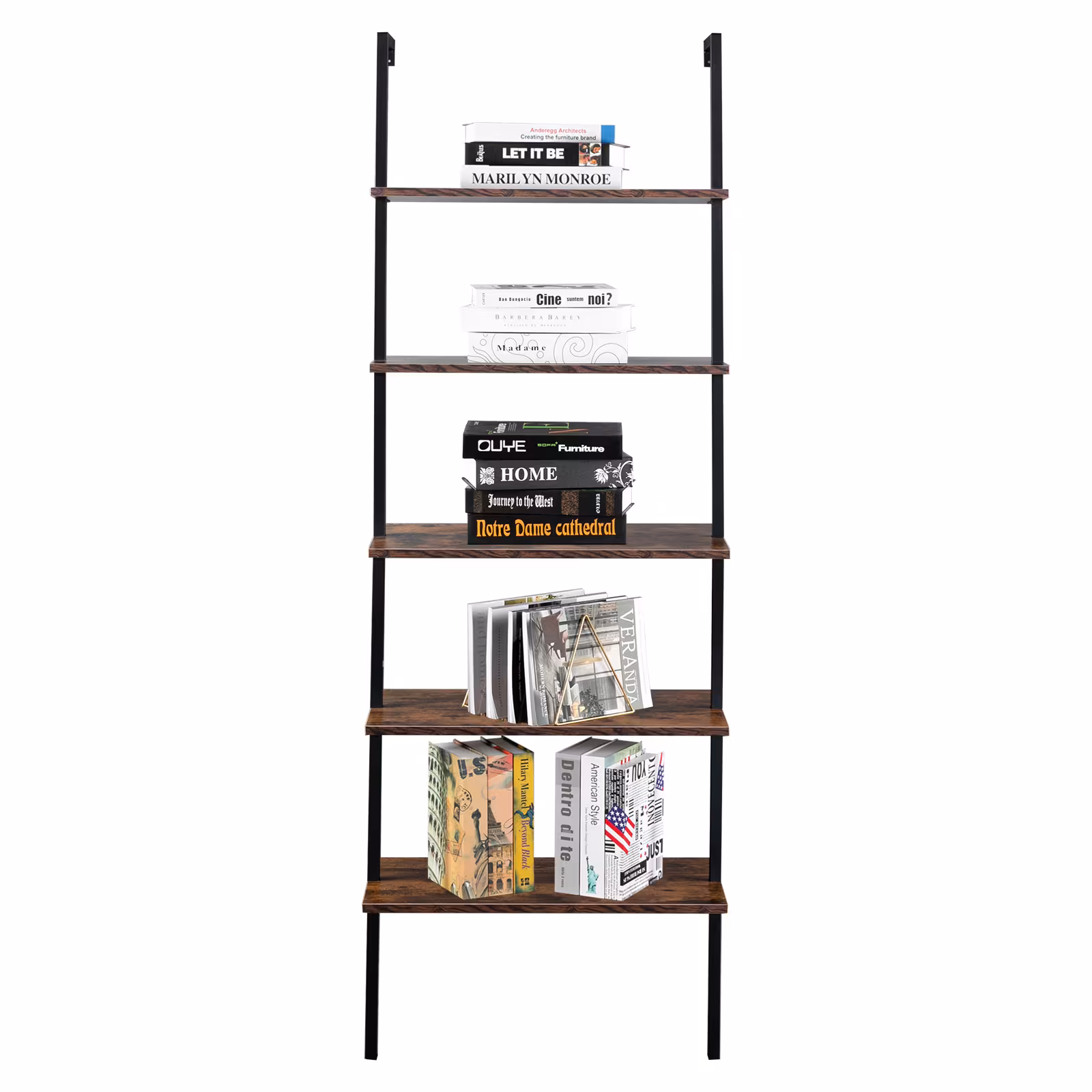 5 Floors Against The Wall Fixed Bookshelves Retro Style