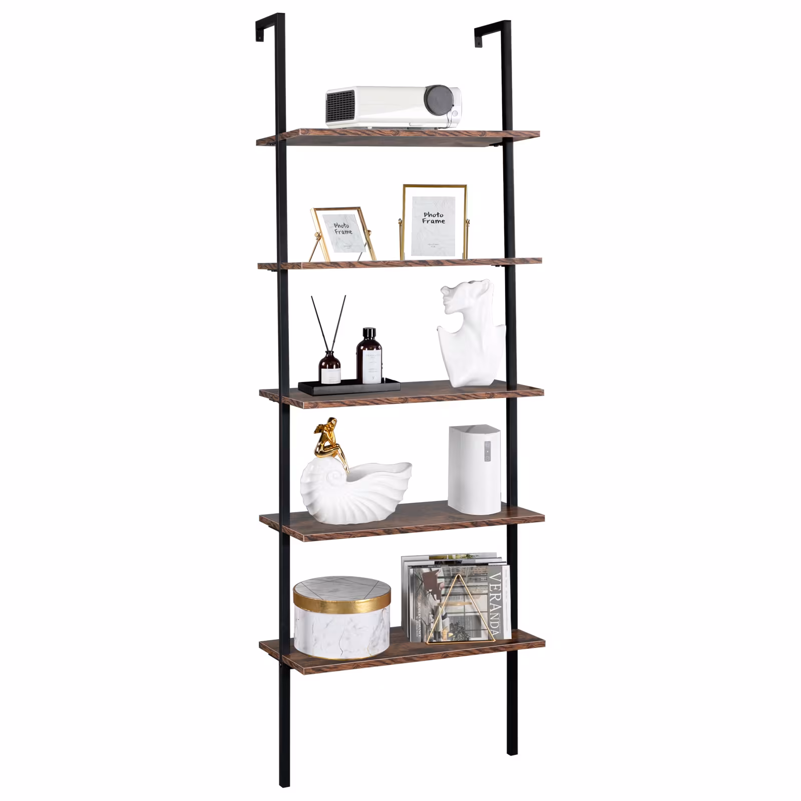 5 Floors Against The Wall Fixed Bookshelves Retro Style
