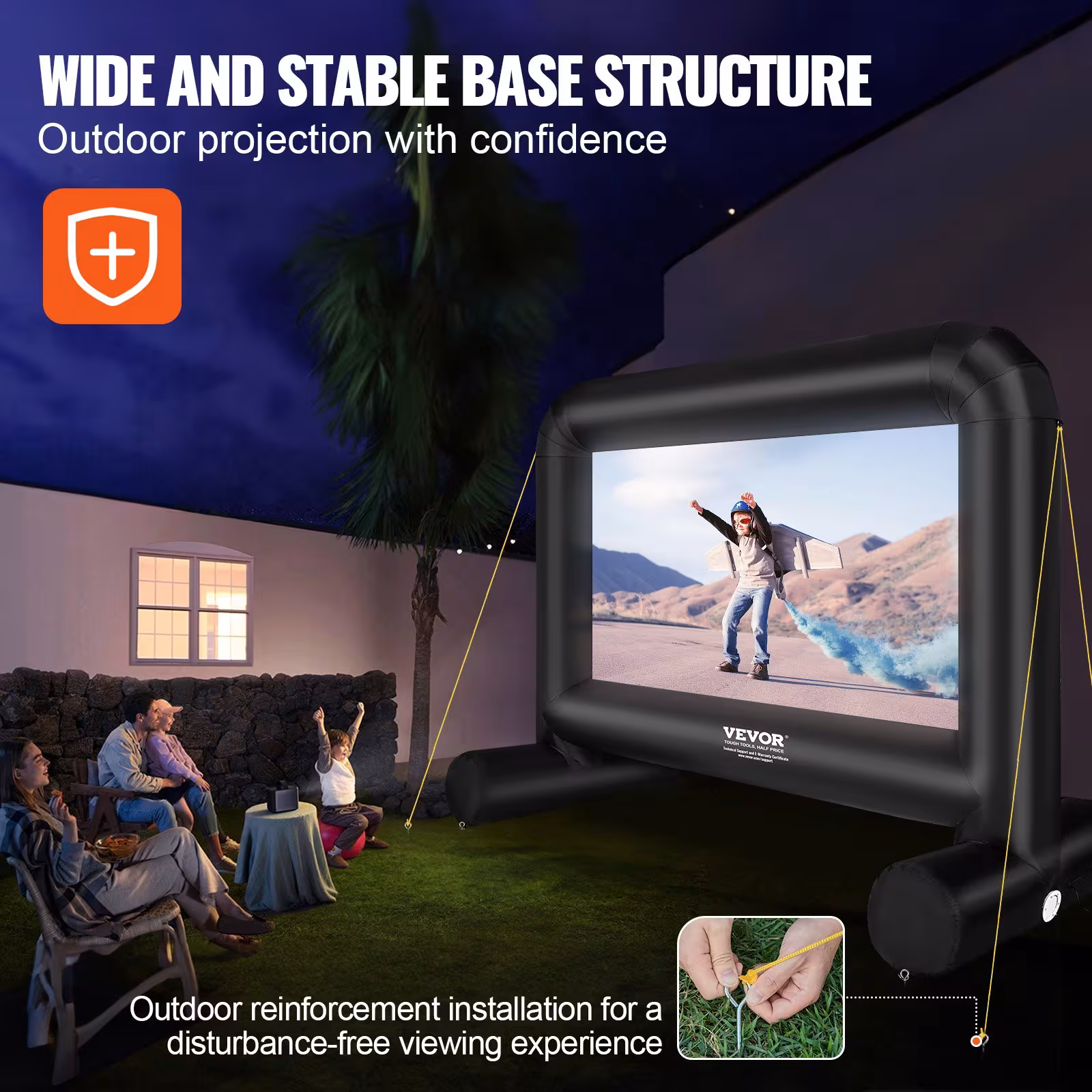 VEVOR Inflatable Movie Screen, 14 FT 168inch Inflatable Projector Screen For Outside With Blower And Carrying Bag, Front Rear Projection, Oxford Fabric Blow Up Screen For Outdoor Parties Backyard Mov