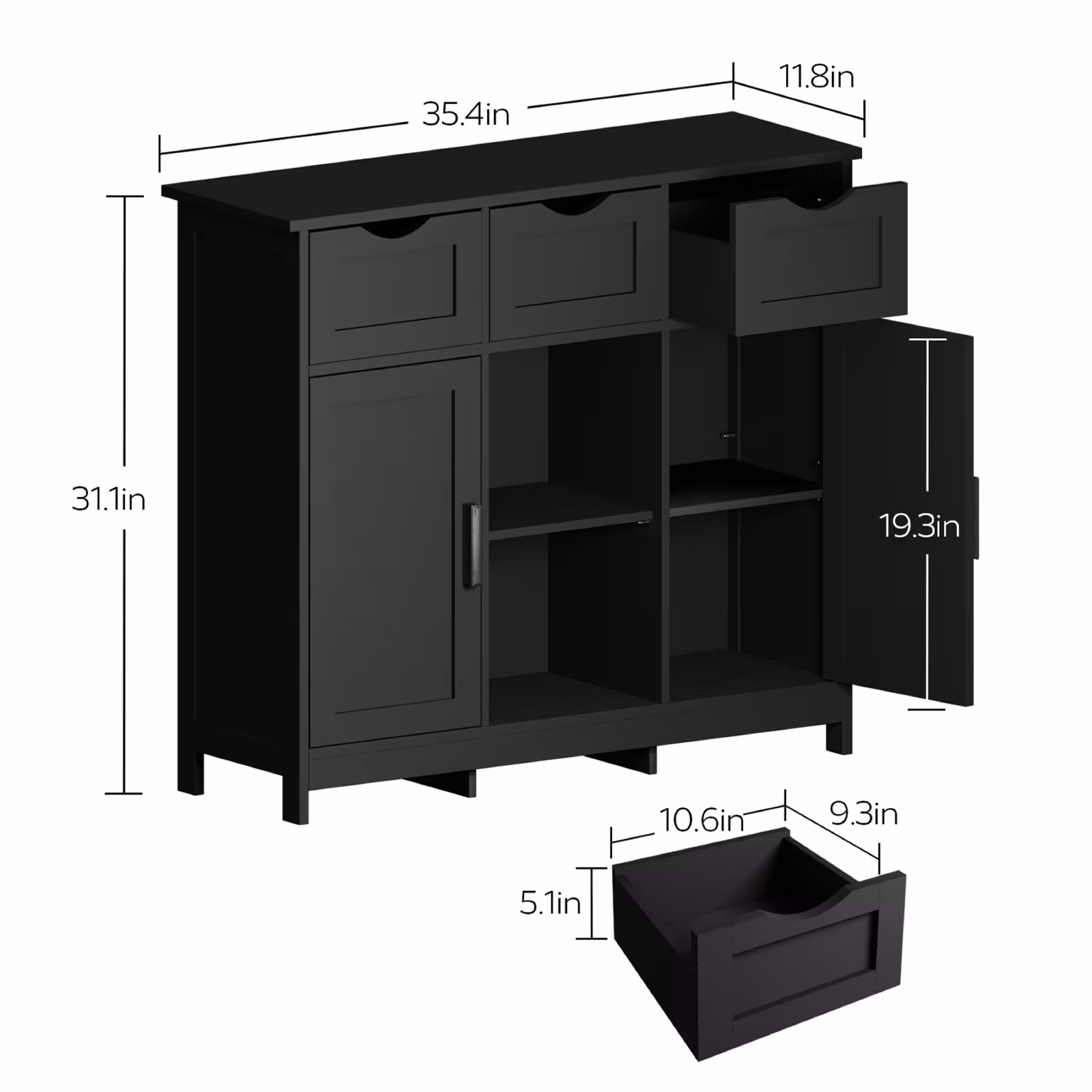 Storage Cabinet, Wooden Floor Cabinet, Storage Cabinet With Drawers And Shelves, Living Room, Bedroom, Bathroom Furniture, Home Decoration Cabinet