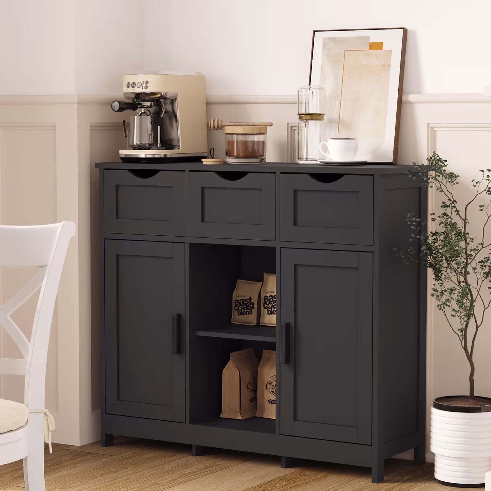Storage Cabinet, Wooden Floor Cabinet, Storage Cabinet With Drawers And Shelves, Living Room, Bedroom, Bathroom Furniture, Home Decoration Cabinet