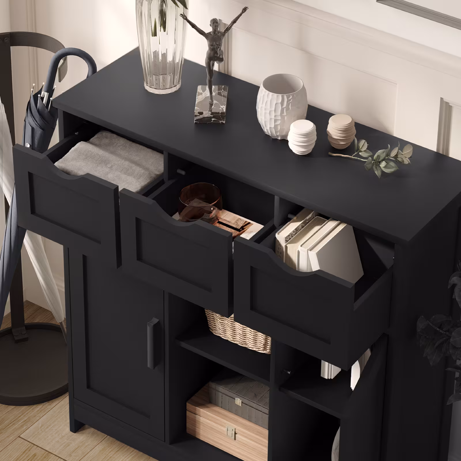 Storage Cabinet, Wooden Floor Cabinet, Storage Cabinet With Drawers And Shelves, Living Room, Bedroom, Bathroom Furniture, Home Decoration Cabinet