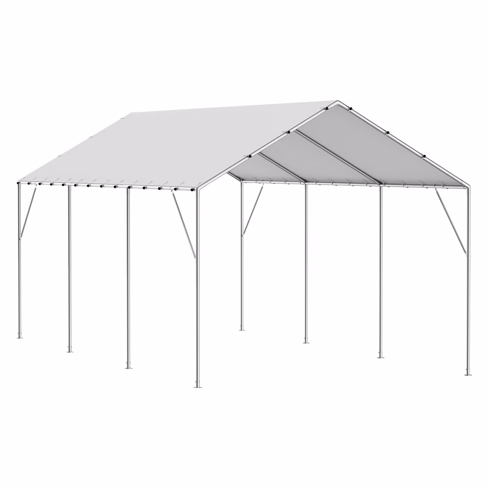 VEVOR 10 X 20 Ft Carport Replacement Canopy Cover, Garage Top Tent Shelter Tarp Heavy-Duty Waterproof & UV Protected, Easy Installation With 40 Ball Bungeess Only Top Cover, Frame Not Include, White