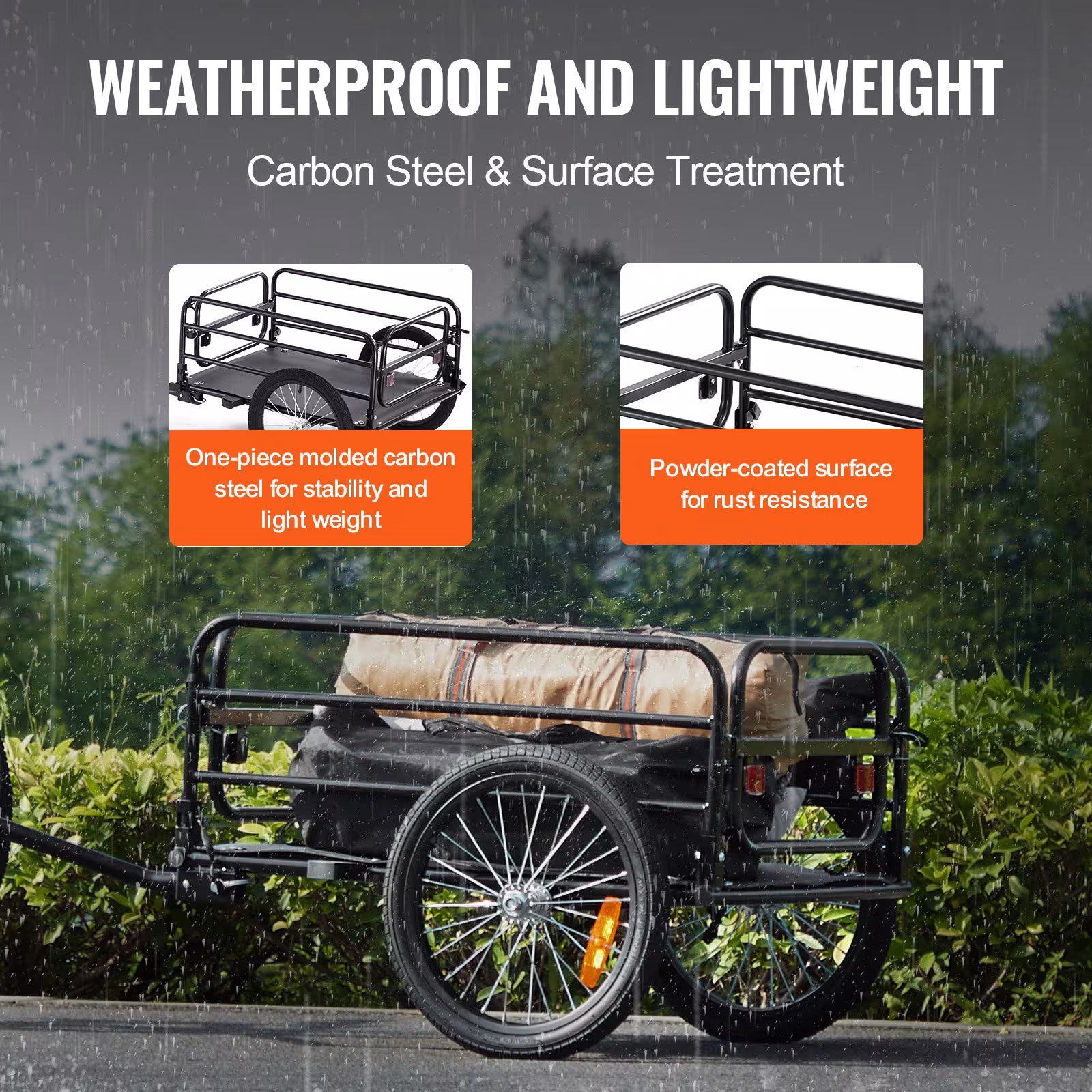 VEVOR Bike Cargo Trailer, 160 Lbs Load Capacity, Heavy-Duty Bicycle Wagon Cart, Foldable Compact Storage & Quick Release With Universal Hitch, Safe Reflectors,