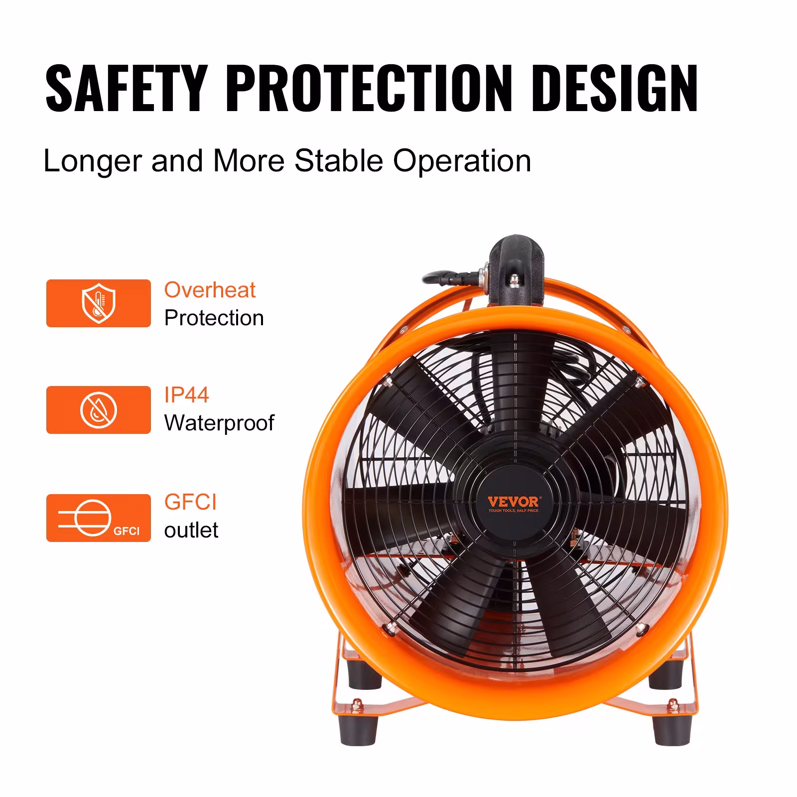 VEVOR Portable Ventilator, 12 Inch Heavy Duty Cylinder Fan With 16.4ft Duct Hose, 585W Strong Shop Exhaust Blower 3198CFM, Industrial Utility Blower For Sucking Dust, Smoke, Smoke Home Workplace